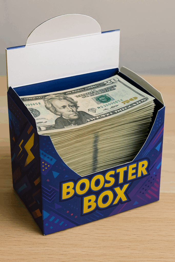 Booster Box over flowing with cash