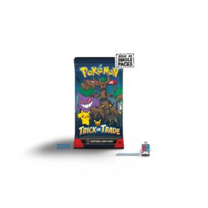 A single, sealed Pokémon TCG Trick or Trade 2024 Booster Pack with Pikachu, Gengar, and Pumpkaboo on the front.