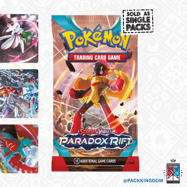 A single, sealed Pokémon TCG Scarlet & Violet Paradox Rift booster pack.