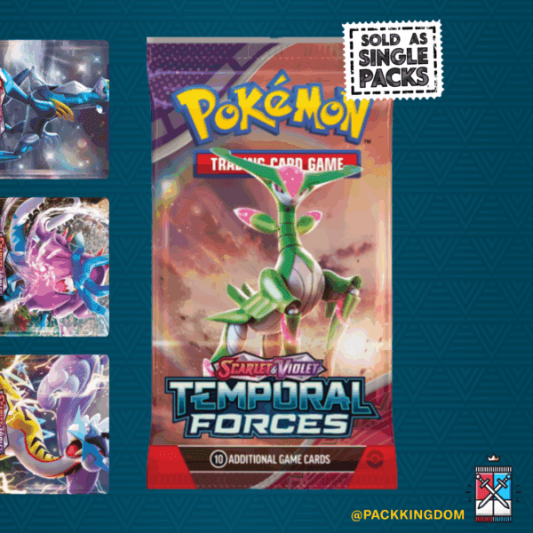 A single, sealed Pokémon TCG Scarlet & Violet Temporal Forces booster pack