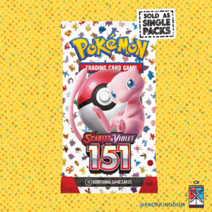 A single, sealed Pokémon TCG Scarlet & Violet 151 English booster pack.